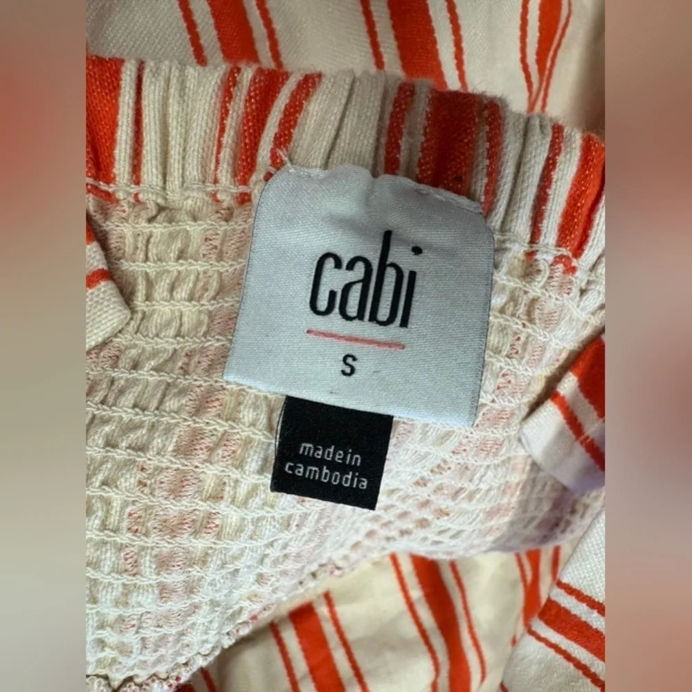 Cabi NWT Brunch Top Orange/Creme Size Small Linen Blend - Picture 9 of 12